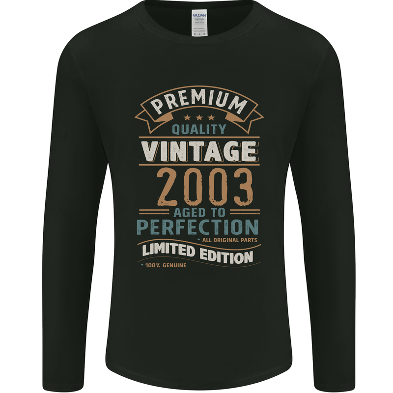 Premium Vintage 20th Birthday 2003 Mens Long Sleeve T-Shirt Black