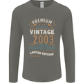 Premium Vintage 20th Birthday 2003 Mens Long Sleeve T-Shirt Charcoal