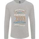 Premium Vintage 20th Birthday 2003 Mens Long Sleeve T-Shirt Sports Grey