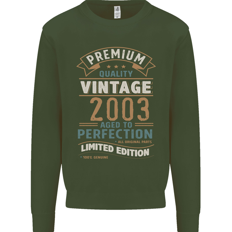 Premium Vintage 20th Birthday 2003 Mens Sweatshirt Jumper Forest Green