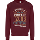 Premium Vintage 20th Birthday 2003 Mens Sweatshirt Jumper Maroon