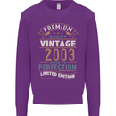 Premium Vintage 20th Birthday 2003 Mens Sweatshirt Jumper Purple