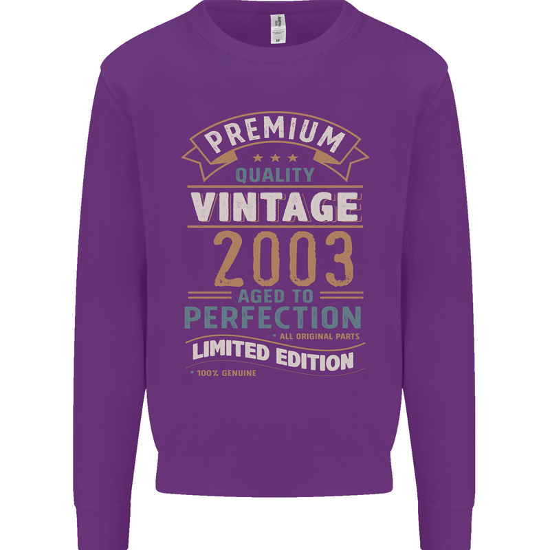 Premium Vintage 20th Birthday 2003 Mens Sweatshirt Jumper Purple