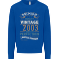 Premium Vintage 20th Birthday 2003 Mens Sweatshirt Jumper Royal Blue