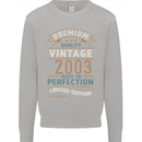 Premium Vintage 20th Birthday 2003 Mens Sweatshirt Jumper Sports Grey