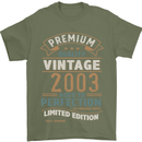 Premium Vintage 20th Birthday 2003 Mens T-Shirt 100% Cotton Military Green