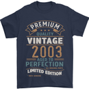 Premium Vintage 20th Birthday 2003 Mens T-Shirt 100% Cotton Navy Blue