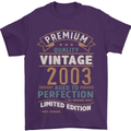 Premium Vintage 20th Birthday 2003 Mens T-Shirt 100% Cotton Purple