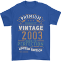 Premium Vintage 20th Birthday 2003 Mens T-Shirt 100% Cotton Royal Blue