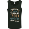Premium Vintage 20th Birthday 2003 Mens Vest Tank Top Black