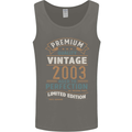 Premium Vintage 20th Birthday 2003 Mens Vest Tank Top Charcoal