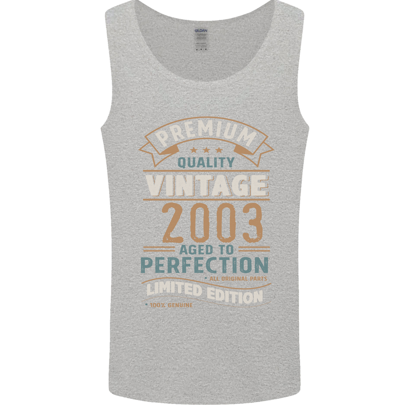 Premium Vintage 20th Birthday 2003 Mens Vest Tank Top Sports Grey