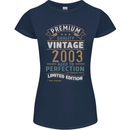 Premium Vintage 20th Birthday 2003 Womens Petite Cut T-Shirt Navy Blue
