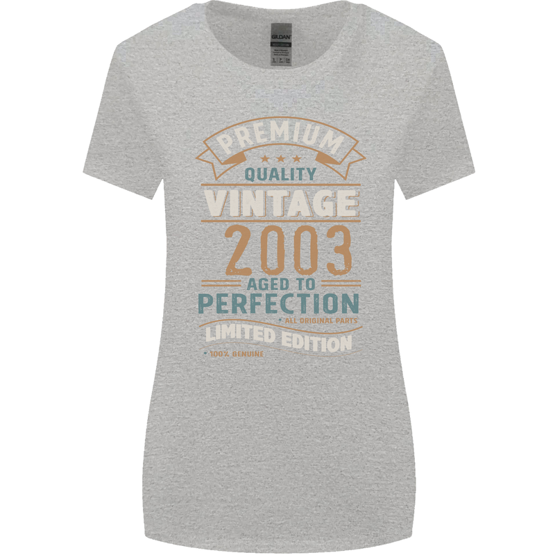 Premium Vintage 20th Birthday 2003 Womens Wider Cut T-Shirt Sports Grey