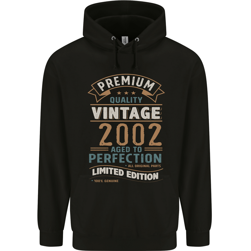 Premium Vintage 21st Birthday 2002 Mens 80% Cotton Hoodie Black