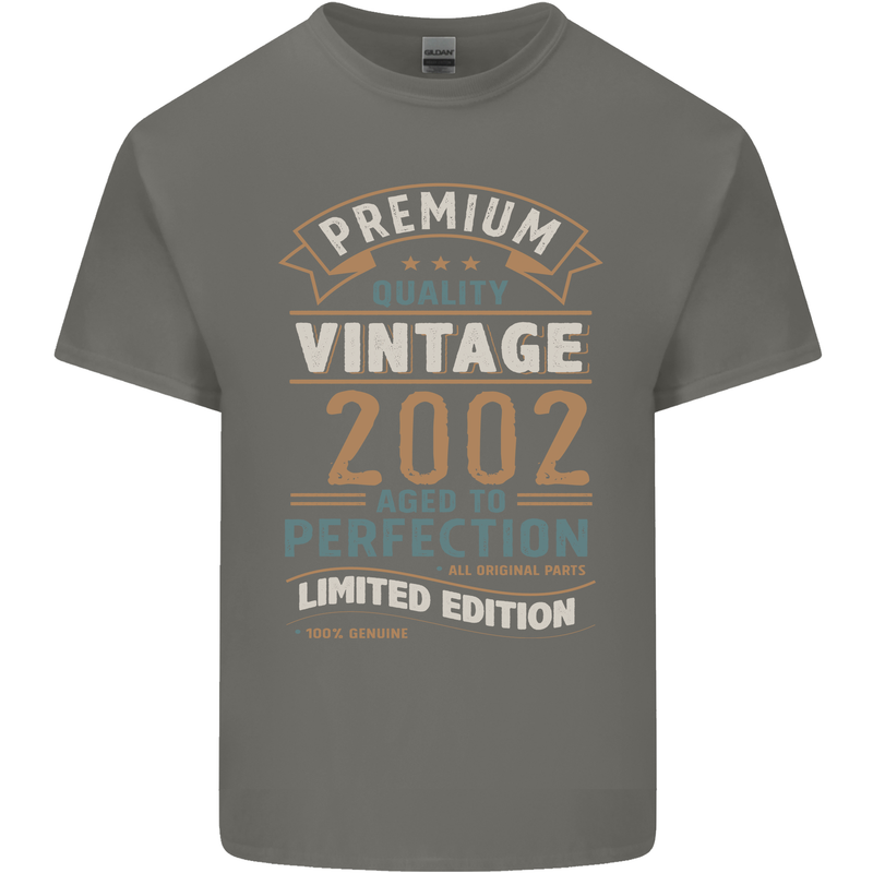 Premium Vintage 21st Birthday 2002 Mens Cotton T-Shirt Tee Top Charcoal