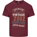Premium Vintage 21st Birthday 2002 Mens Cotton T-Shirt Tee Top Maroon