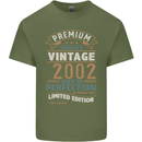 Premium Vintage 21st Birthday 2002 Mens Cotton T-Shirt Tee Top Military Green