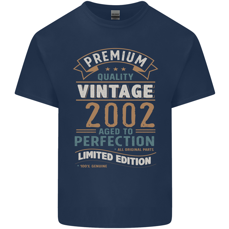 Premium Vintage 21st Birthday 2002 Mens Cotton T-Shirt Tee Top Navy Blue