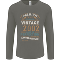 Premium Vintage 21st Birthday 2002 Mens Long Sleeve T-Shirt Charcoal