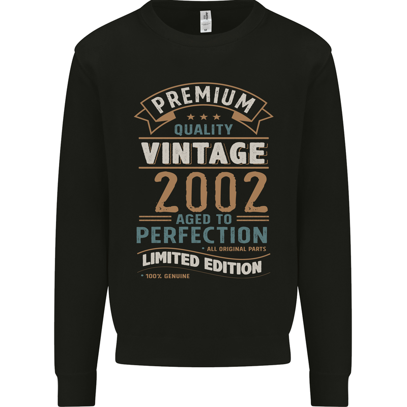 Premium Vintage 21st Birthday 2002 Mens Sweatshirt Jumper Black