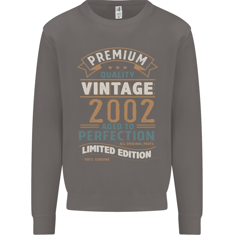 Premium Vintage 21st Birthday 2002 Mens Sweatshirt Jumper Charcoal