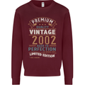 Premium Vintage 21st Birthday 2002 Mens Sweatshirt Jumper Maroon