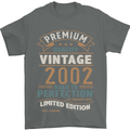 Premium Vintage 21st Birthday 2002 Mens T-Shirt 100% Cotton Charcoal