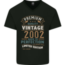Premium Vintage 21st Birthday 2002 Mens V-Neck Cotton T-Shirt Black