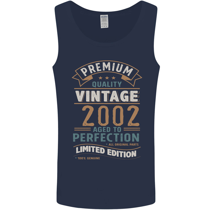 Premium Vintage 21st Birthday 2002 Mens Vest Tank Top Navy Blue