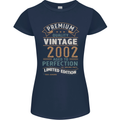 Premium Vintage 21st Birthday 2002 Womens Petite Cut T-Shirt Navy Blue