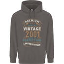 Premium Vintage 22nd Birthday 2001 Mens 80% Cotton Hoodie Charcoal