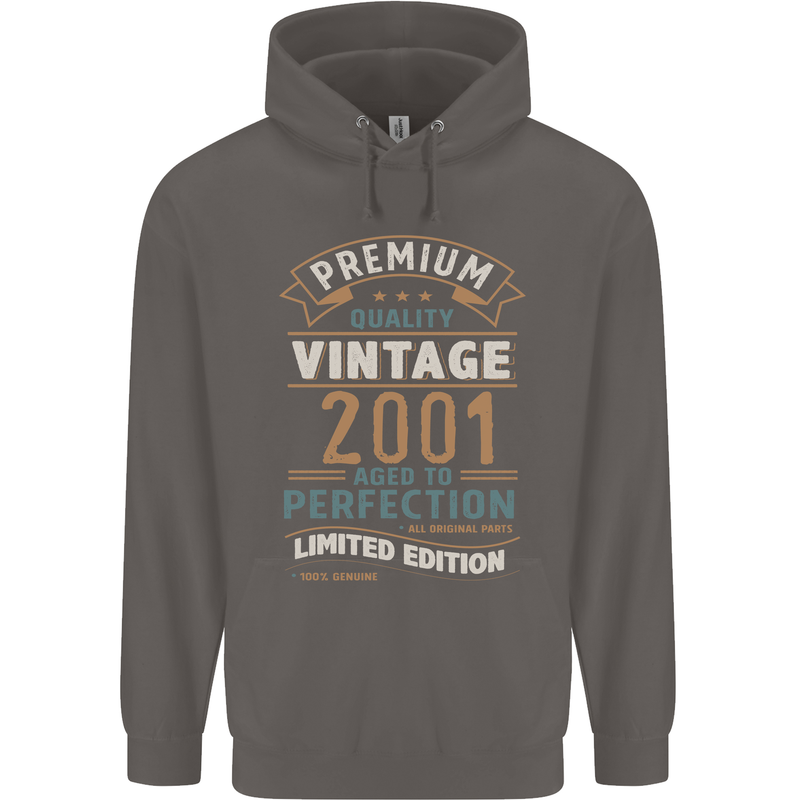 Premium Vintage 22nd Birthday 2001 Mens 80% Cotton Hoodie Charcoal