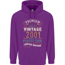 Premium Vintage 22nd Birthday 2001 Mens 80% Cotton Hoodie Purple