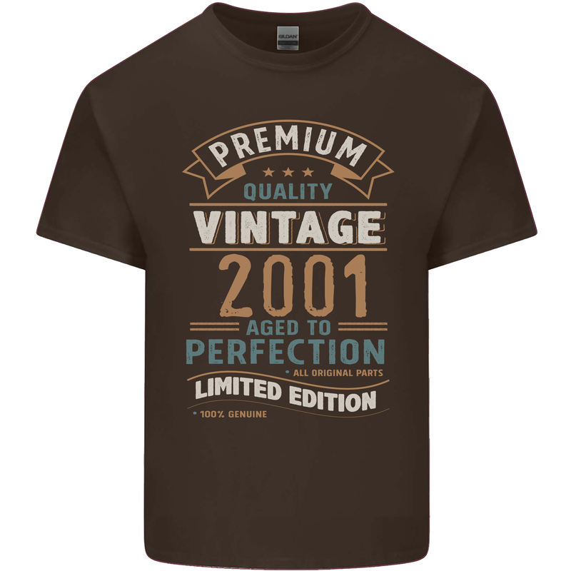 Premium Vintage 22nd Birthday 2001 Mens Cotton T-Shirt Tee Top Dark Chocolate