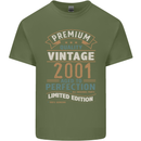 Premium Vintage 22nd Birthday 2001 Mens Cotton T-Shirt Tee Top Military Green