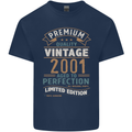 Premium Vintage 22nd Birthday 2001 Mens Cotton T-Shirt Tee Top Navy Blue