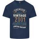 Premium Vintage 22nd Birthday 2001 Mens Cotton T-Shirt Tee Top Navy Blue