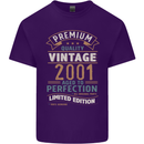 Premium Vintage 22nd Birthday 2001 Mens Cotton T-Shirt Tee Top Purple