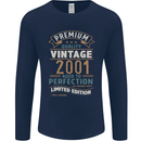 Premium Vintage 22nd Birthday 2001 Mens Long Sleeve T-Shirt Navy Blue