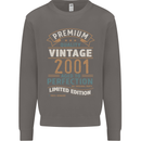Premium Vintage 22nd Birthday 2001 Mens Sweatshirt Jumper Charcoal