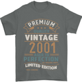 Premium Vintage 22nd Birthday 2001 Mens T-Shirt 100% Cotton Charcoal