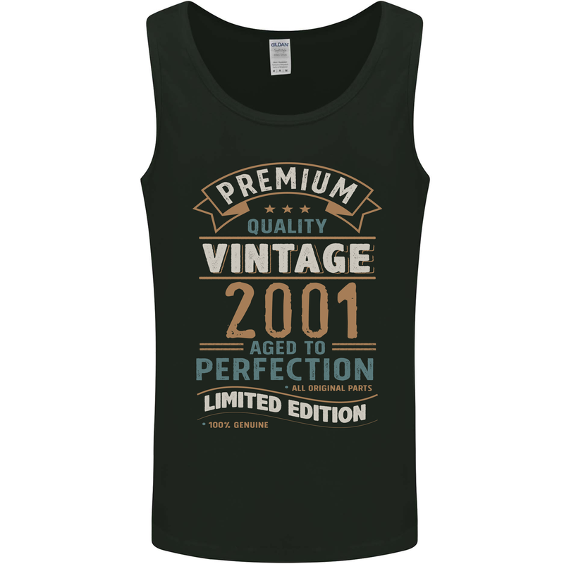Premium Vintage 22nd Birthday 2001 Mens Vest Tank Top Black