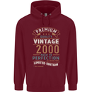 Premium Vintage 23rd Birthday 2000 Mens 80% Cotton Hoodie Maroon
