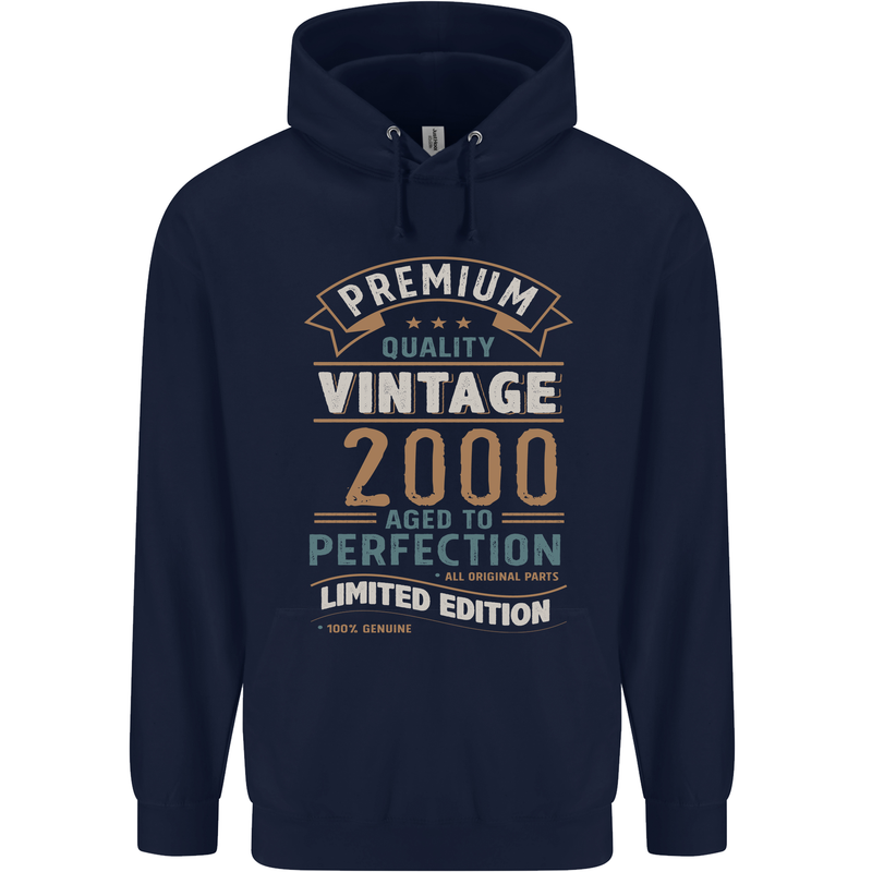 Premium Vintage 23rd Birthday 2000 Mens 80% Cotton Hoodie Navy Blue