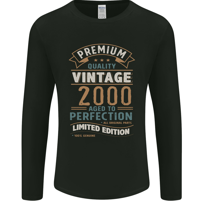 Premium Vintage 23rd Birthday 2000 Mens Long Sleeve T-Shirt Black