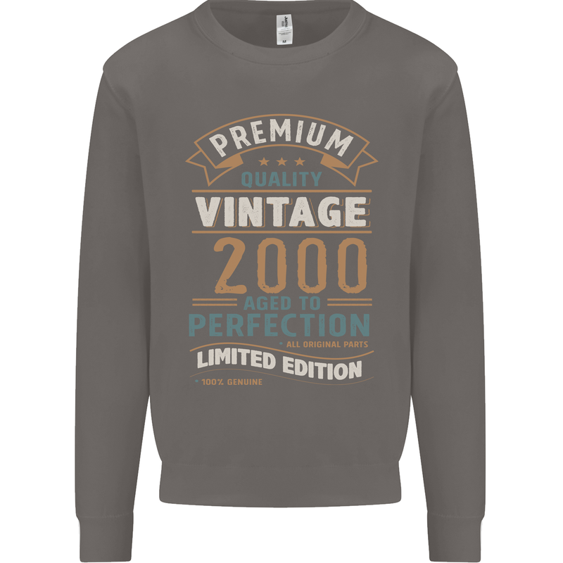 Premium Vintage 23rd Birthday 2000 Mens Sweatshirt Jumper Charcoal