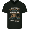 Premium Vintage 23rd Birthday 2000 Mens V-Neck Cotton T-Shirt Black