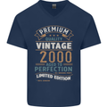 Premium Vintage 23rd Birthday 2000 Mens V-Neck Cotton T-Shirt Navy Blue