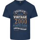 Premium Vintage 23rd Birthday 2000 Mens V-Neck Cotton T-Shirt Navy Blue